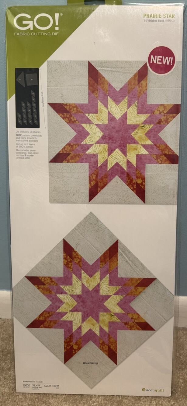 AccuQuilt GO! Prairie Star 14” Finished Block Die #55540 NEW Quilting BOB